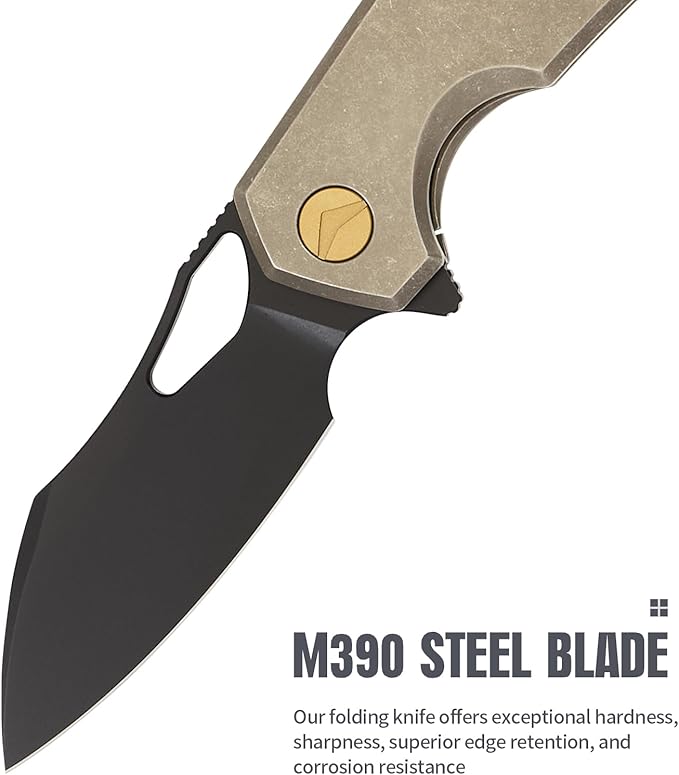 Folding Knife pocket knife EDC Knife With Clip Survival knife Camping knife - M390 Steel Titanium