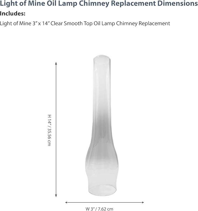 Light of Mine Oil Lamp Replacement Chimneys (3" x 14")