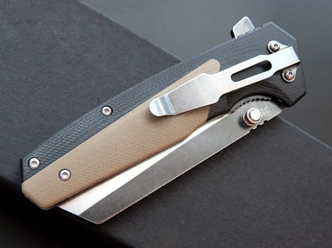 Eafengrow EF68 Folding Knife D2 Blade and G10 Handle with Clip Ball Bearing Pivot Pocket Knife