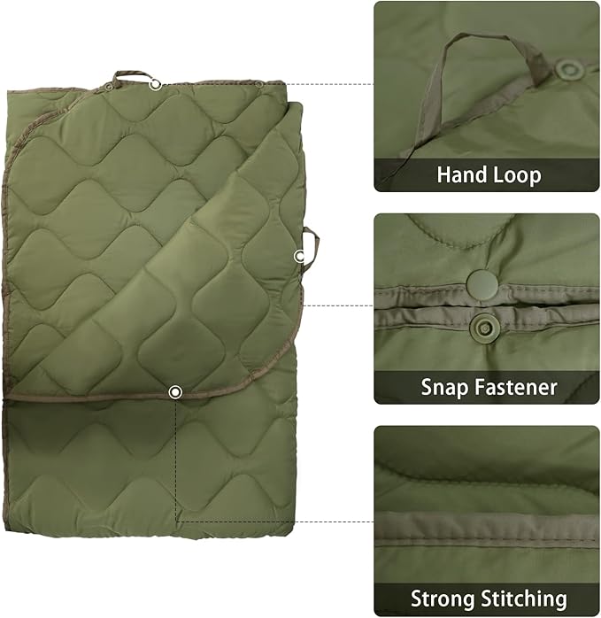Poncho Liner Military Insulation Blanket Camo with Compression Carry Bag for Outdoors Hiking Jungle