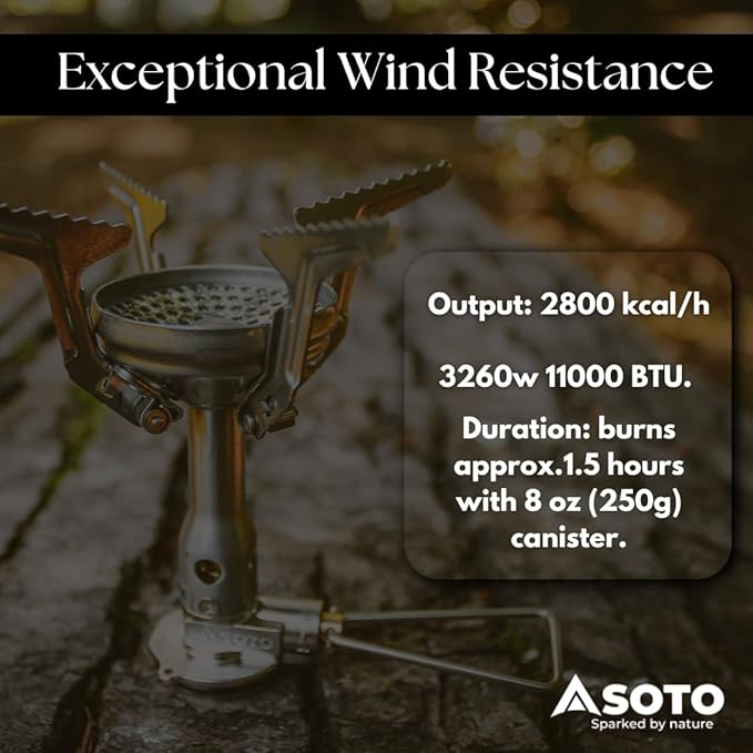SOTO Amicus Stove with or without Igniter Camping Stove - Superior Under Windy Conditions, Shock