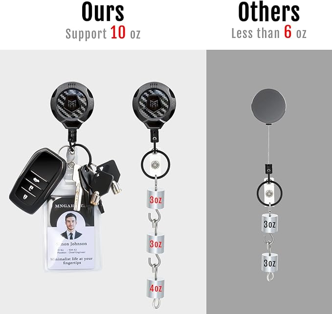 MNGARISTA Upgraded Heavy Duty Retractable Keychain with Belt Clip, 10 OZ Retraction, 31.5"