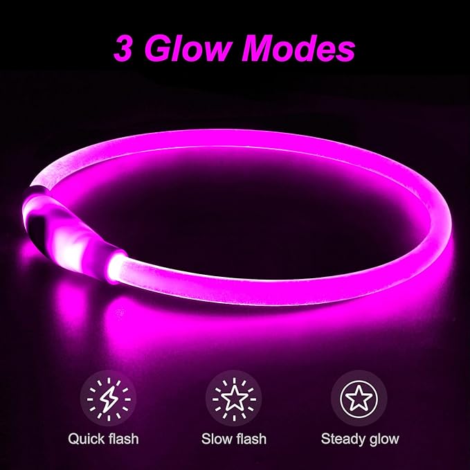 Light Up Dog Collar, USB Rechargeable Dlitk LED Dog Collar 1 Count, TPU Cuttable Glow Collar for