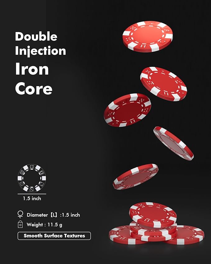 Poker Chip Set, 500PCS 11.5g Casino Quality Poker Chips with Aluminum Case, Playing Cards, Dealer