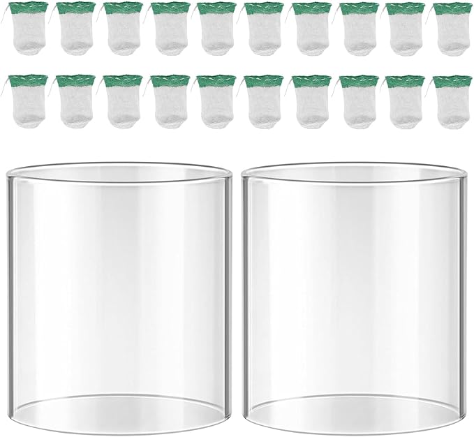 20-Pack String Tie Lantern Mantles with 2 Pcs Lantern Globe Replacement Glass, Glass Globe