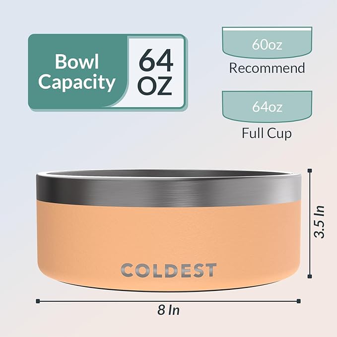 Coldest Dog Bowl - Anti Rust Metal, Non Slip, 3 Layers Insulated Stainless Steel Dog Bowls - Spill