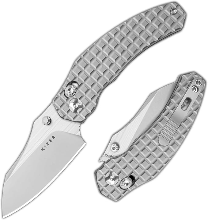 Kizer Mini Bulldog Pocket Knife, 2.5??S45VN Sheepsfoot Blade Folding Knife, Titanium Handle Clutch