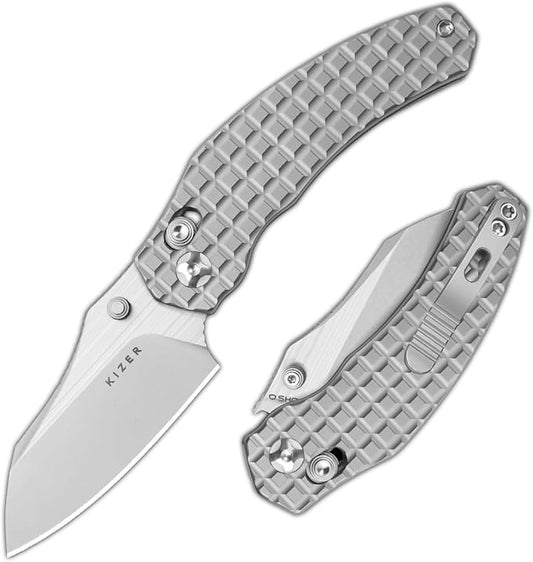 Kizer Mini Bulldog Pocket Knife, 2.5??S45VN Sheepsfoot Blade Folding Knife, Titanium Handle Clutch