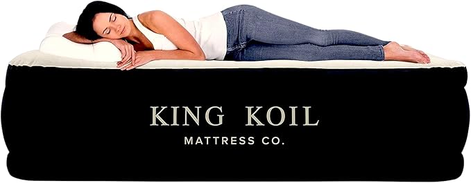 King Koil Luxury Full Size Plush Pillow Top Air Mattress with Built-in High-Speed Pump for Home