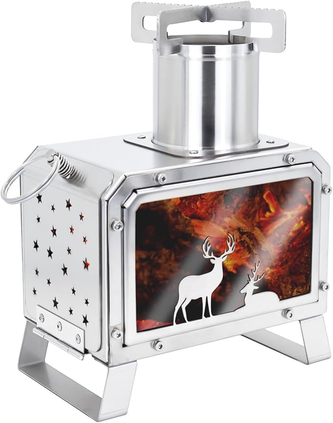 Portable Outdoor Camping Stove for Backpacking BBQ Hiking Picnic Cooking Stainless Steel Fire