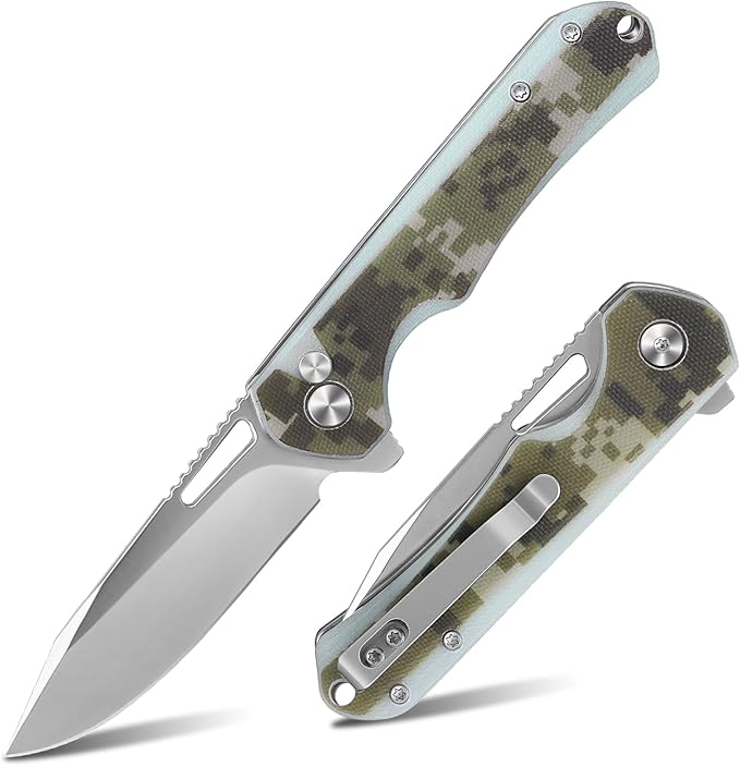 ZENG Folding Pocket Knife, 3.15" D2 Steel Blade Pocket knives, G10 Handle Small EDC Knife, Liner