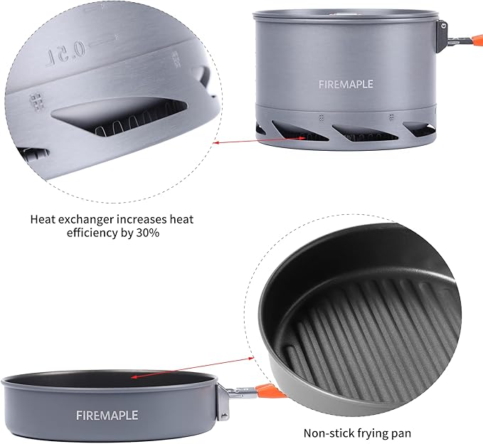Fire-Maple Feast 4 Piece Camping Cookware Cookware Cookware Kit Outdoor Cookware Set with Pots