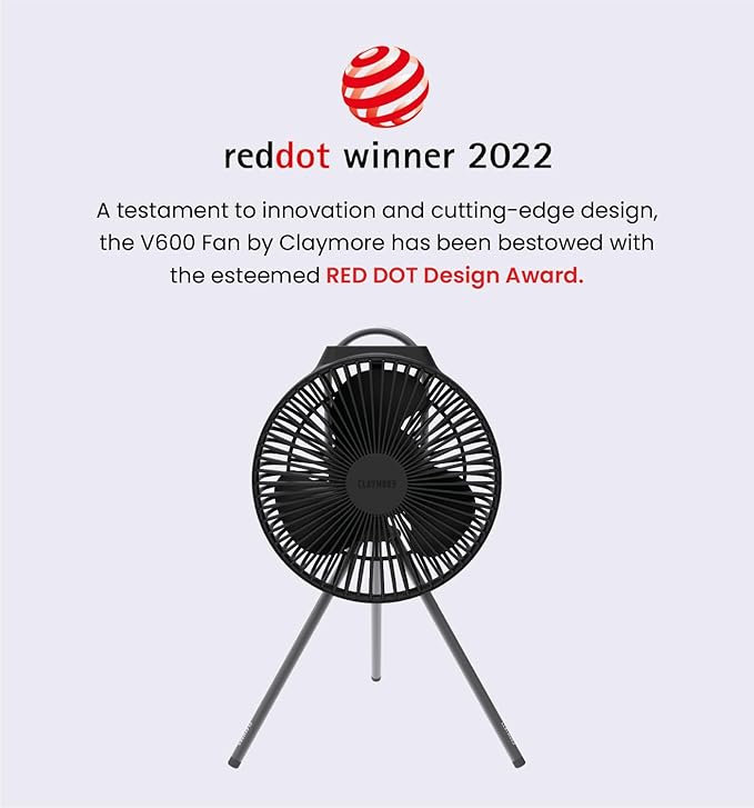 Claymore V600+ Black Rechargeable Portable Fan ??7,800mAh Battery, 4-Speed BLDC Ultra-Quiet Air