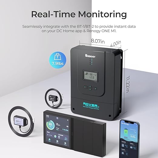 Renogy Solar Charge Controller 60A 12V24V36V48V DC Input Auto Parameter MPPT Charge Controllers for