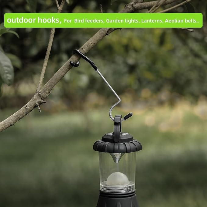 Outdoor Light Hook for Camping Tent lamp Hanger, Bird feeders, Garden Lights ; Sturdy and Non Slip