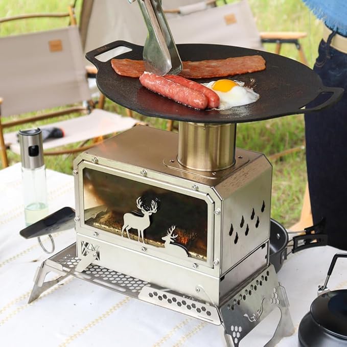 Portable Outdoor Camping Stove Stainless Steel Stove for Outdoor Cooking Heating & Fishing BBQ