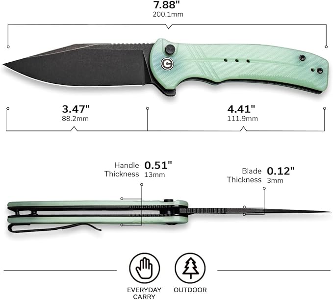 CIVIVI Cogent Button Lock Flipper Pocket Knife, 14C28N Blade G10 Handle, Good for Outdoor EDC