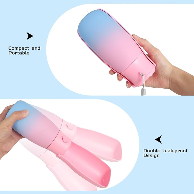 Dog Water Bottle, Travel Puppy Water Bowl, Leak Proof Portable Puppy Water Dispenser, Foldable Dog