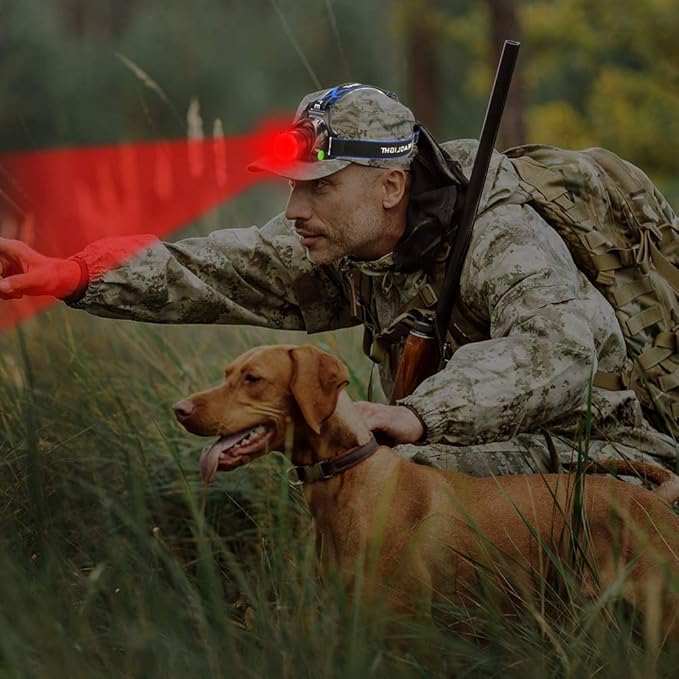 WINDFIRE Red Light Hunting Headlamp High Lumen, Super Bright LED Zoomable Head Lamp Motion Sensor