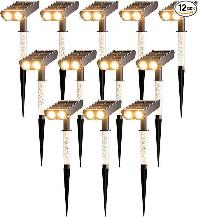 Solar Lights Outdoor Waterproof: 2 IN 1 Solar Spot Lights with 2 Lighting Modes & PC Light Guide