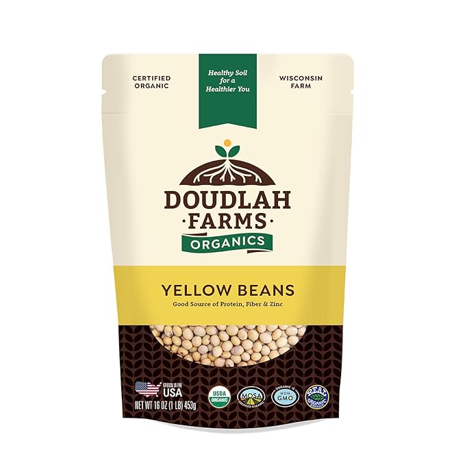 Organic Yellow Canary Beans 1 lb - Non-GMO, USDA Organic, Tested Clean Certified, Vegan - Rich in