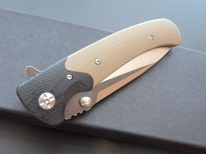 Eafengrow EF67 Pocket Knife with Metal Clip,D2 Steel Blade G10 Handle EDC folding knife Tool Liner