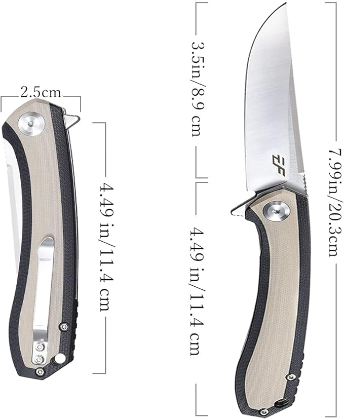 Eafengrow EF947 EDC D2 Folding Knife, G10 Handle Ball Bearing Folder with Locking Liner EDC Flipper