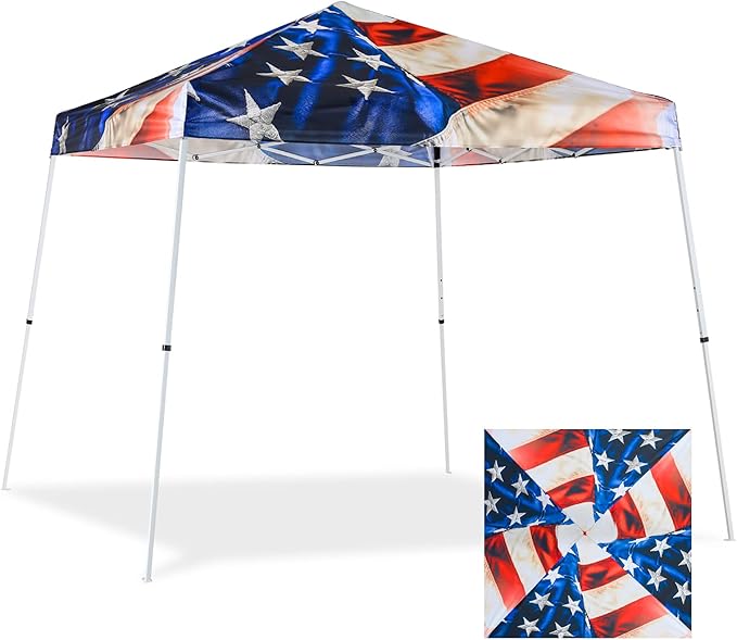 EAGLE PEAK 10x10 Slant Leg Pop-up Canopy Tent Easy One Person Setup Instant Outdoor Beach Canopy