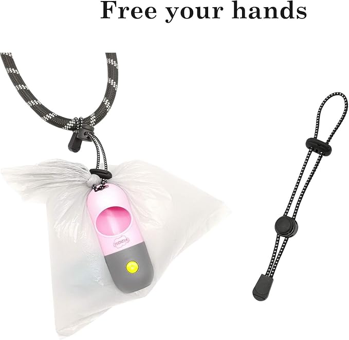 Dog Poop Bags Holder with LED Flashlight|Pet Waste Bags Dispenser for Leash|Doggie Potty Bags