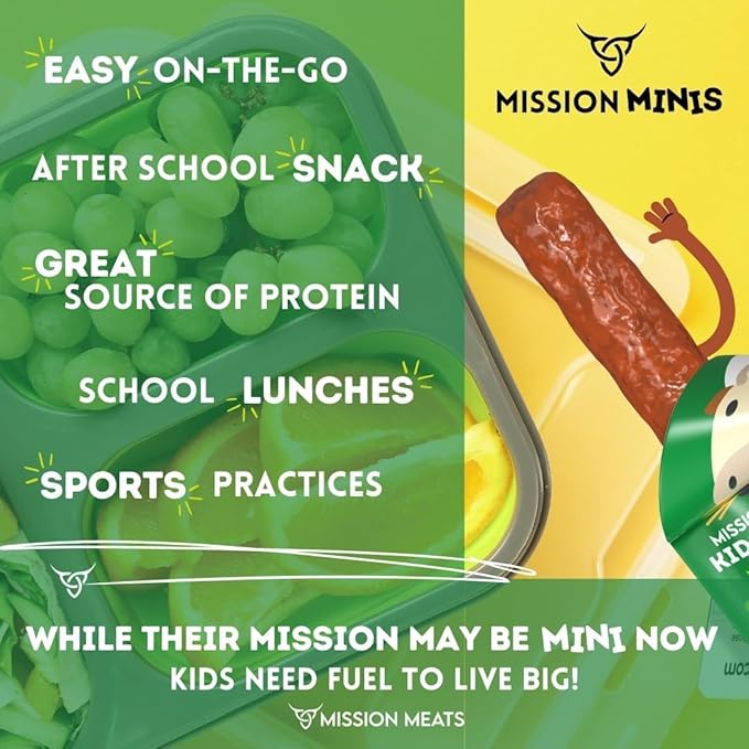 Mission Meats Kids Beef Sticks ??100% Grass Fed & Pasture Raised, Healthy Snacks for Kids, Sugar