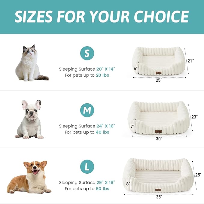 Orthopedic Dog Bed for Small Dogs & Cats - Washable Rectangle Pet Bed with Anti-Slip Bottom, Soft