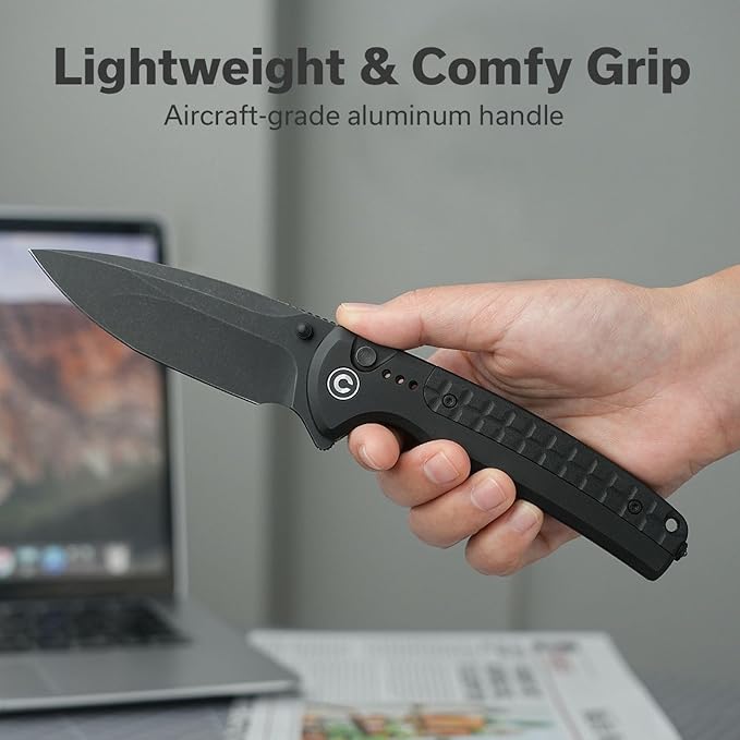 CIVIVI Folding Pocket Knife, Sentinel Strike II Utility Knife with Glass Breaker, 3.7" Nitro-V