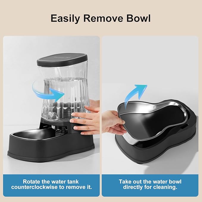 Gardner Pet Automatic Dog Water Dispenser Gravity Stainless Steel Water Waterer Feeder, Large