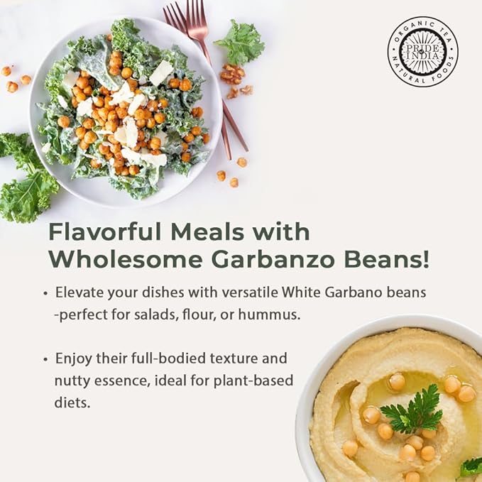 Pride Of India | Indian Whole White Garbanzo Beans 3 Pound (1.3 kg) Jar | Protein & Fiber Rich