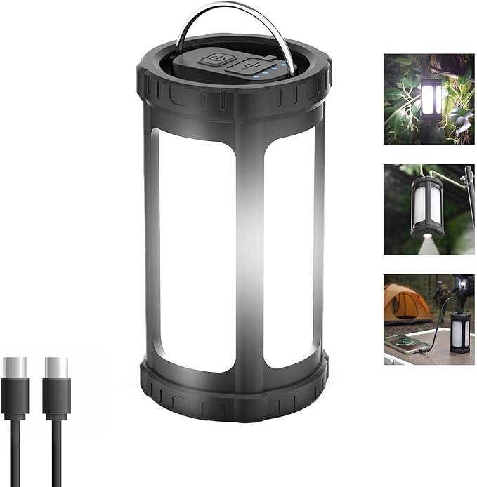 Camping Lantern Rechargeable 150Hr Runtime, 600LM Ultra Bright 360° COB Camping Light, IPX7