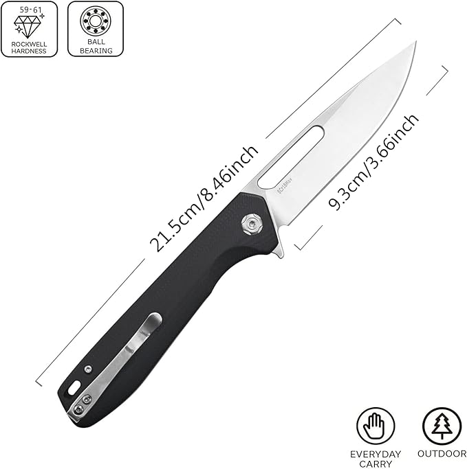 Sitivien ST801 Folding Knife,8Cr18Mov Steel Blade with G10 Handle Pocket Knife EDC Tool Knife for