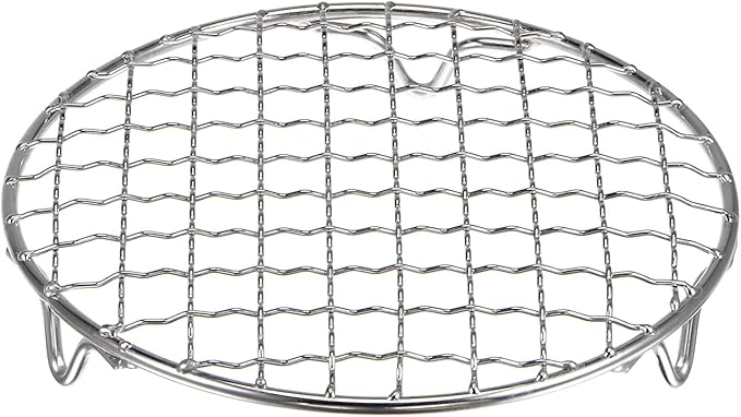 HARFINGTON Round Cooking Rack 6-inch 201 Stainless Steel Cross Wire Barbecue Grill Net with 20mm