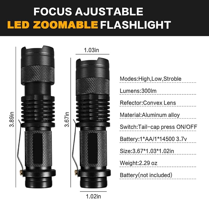 10 Pieces LED Flashlights Torch, High Lumens Mini Flashlight Waterproof Pocket Flash Light with 3