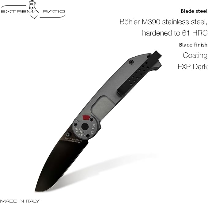 Extrema Ratio - BF2 CD M390 (Grey) Folding Knife, M390 steel blade 60 HRC, grey satin finish