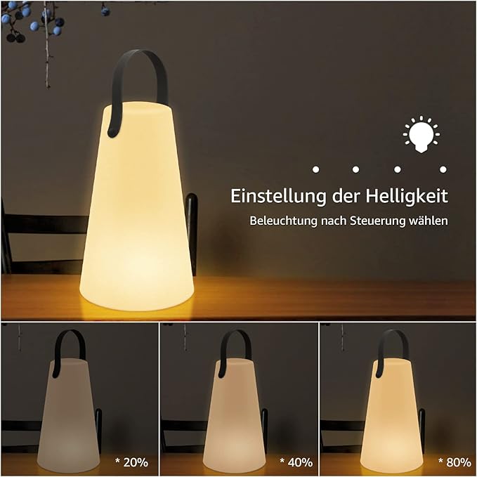 Portable Outdoor Table Lamp, Cordless Rechargeable Outdoor Table Lanterns RGB LED Lights with