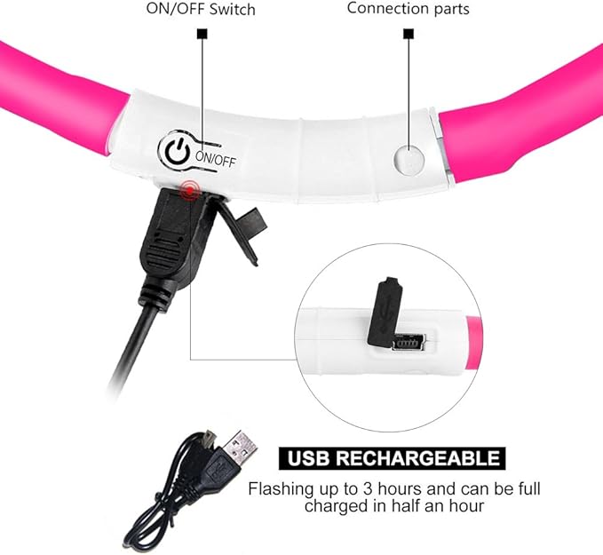 2 Pack LED Dog Collar, Rechargeable Light Up Dog Collars, Dog Collar for Night Walking, Improved