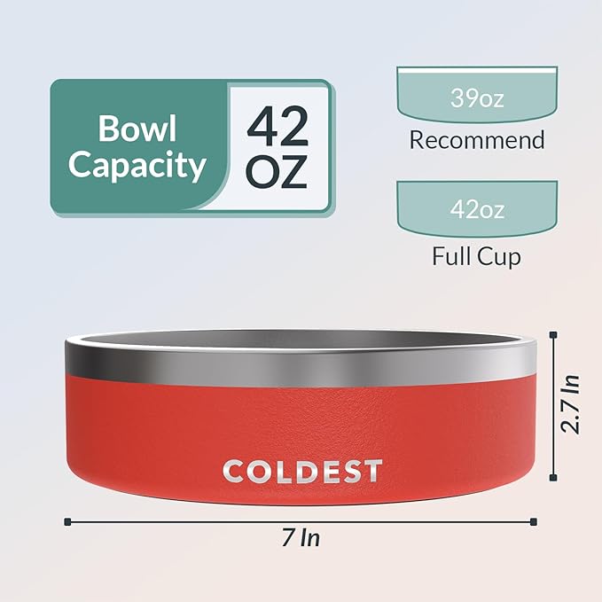 Coldest Dog Bowl - Anti Rust Metal, Non Slip, 3 Layers Insulated Stainless Steel Dog Bowls - Spill