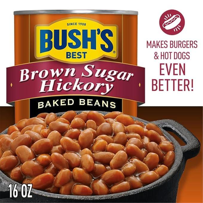 BUSH'S BEST 16 oz Canned Brown Sugar Hickory Baked Beans, Source of Plant Based Protein and Fiber