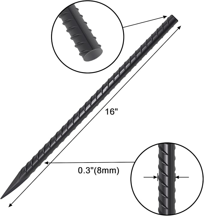VVOKGO Rebar Stakes 16 Inches Ground Concrete Form Stakes (54pcs), Straight Metal Spikes Heavy Duty
