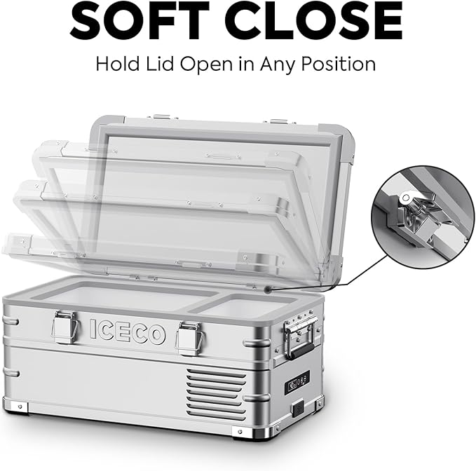 ICECO APL20 12 Volt Refrigerator, 21 Qts Aluminum Portable Freezer, Electric Cooler with SECOP Nano