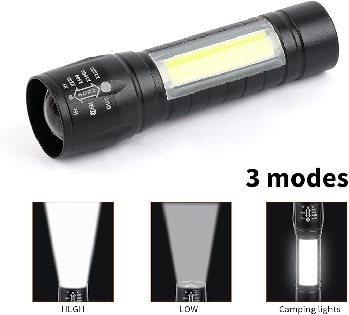 10 Pack LED Rechargeable Flashlight, Super Bright Small MiniCamping Flashlights Zoomable Beam