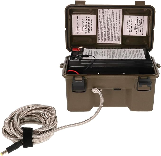 STEALTH CAM 12V Battery Box Kit - Portable Compact Waterproof Sealed Battery Charging Box for