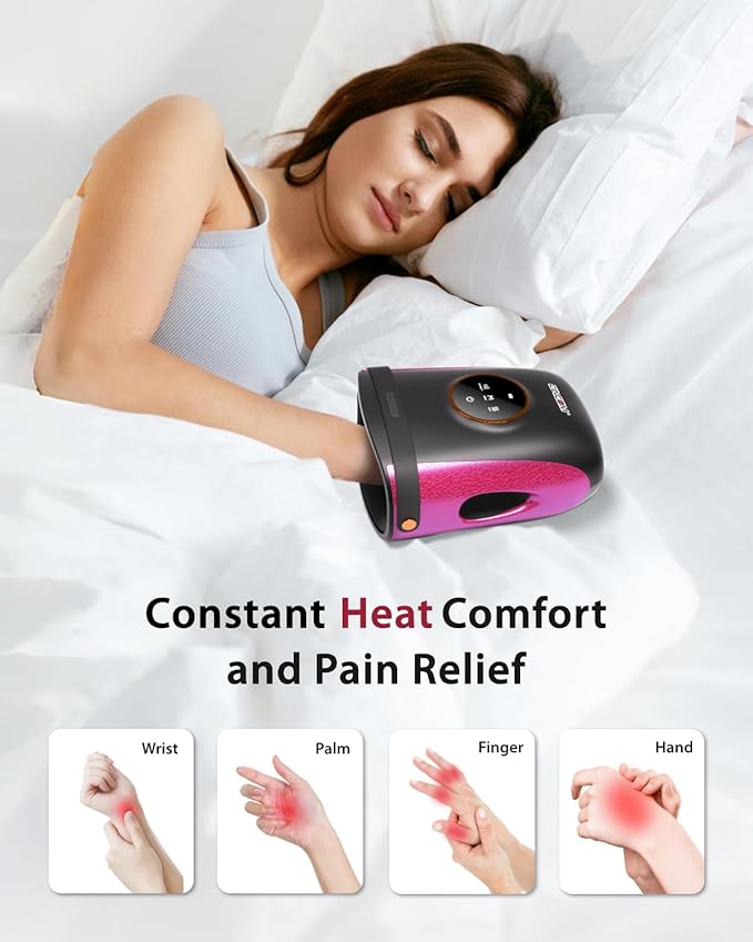 CINCOM Hand Massager with Heat and Compression, Finger and Palm Massage Machine for Pain Relief