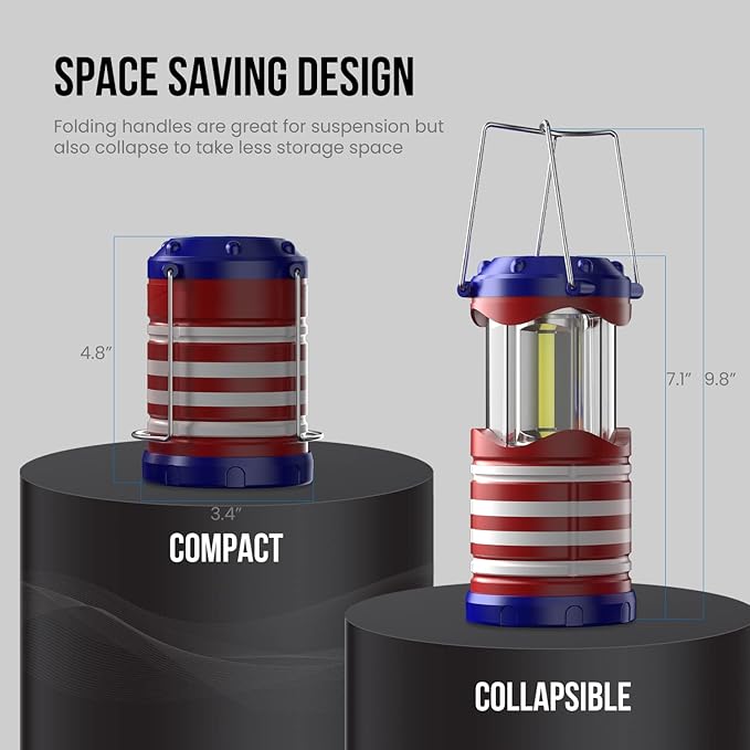 Lichamp LED Camping Lantern, 4 Pack Battery Powered Flashlight for Power Outages, Portable
