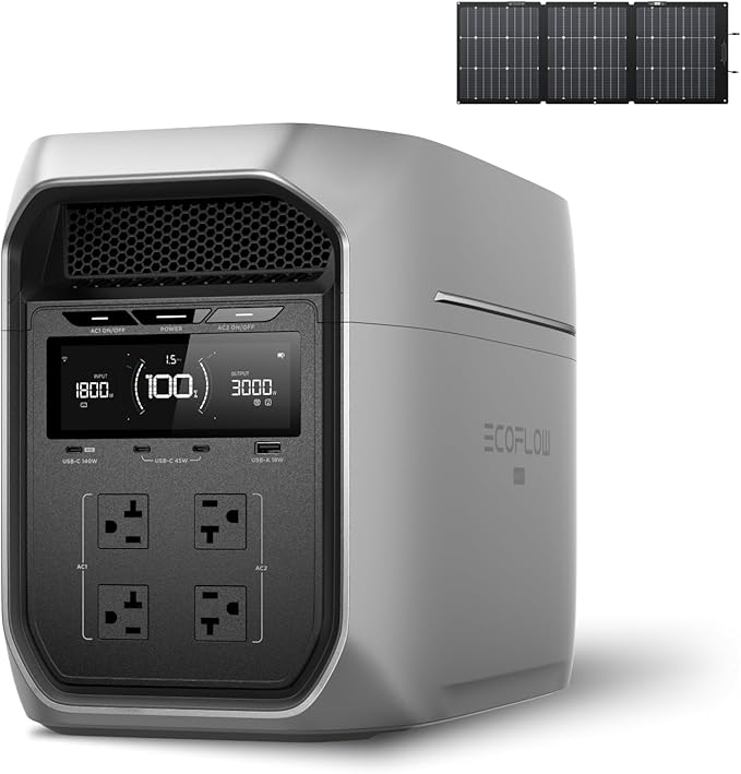 EF ECOFLOW Portable Power Station DELTA 3 Max Plus, 2048Wh LiFePO4 Battery, Solar Generator (Solar